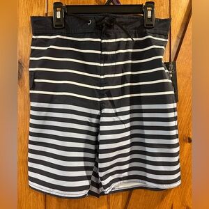 Boy’s Blue and White Striped Swim Shorts